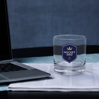Hockey Dad Shield Rocks Glass