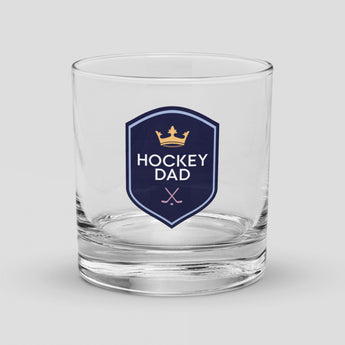 Hockey Dad Shield Rocks Glass