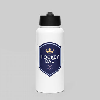 Hockey Dad Shield Stainless Steel Water Bottle with Straw Lid